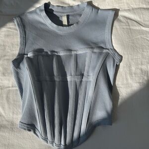 Sexy chic Dion Lee ribbed baby blue corset top